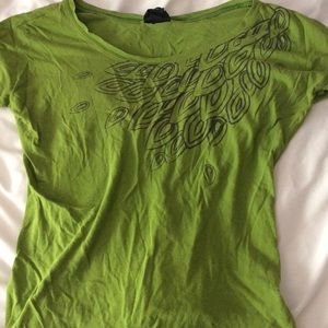 Green Floral Short Sleeve Top